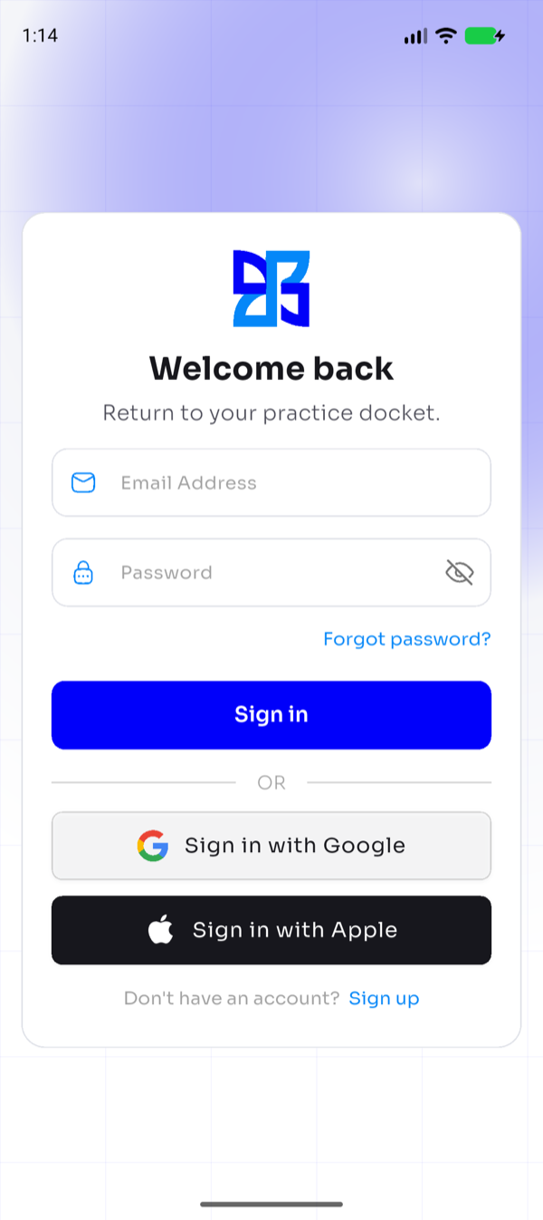 GavelMind sign-in screen on Android