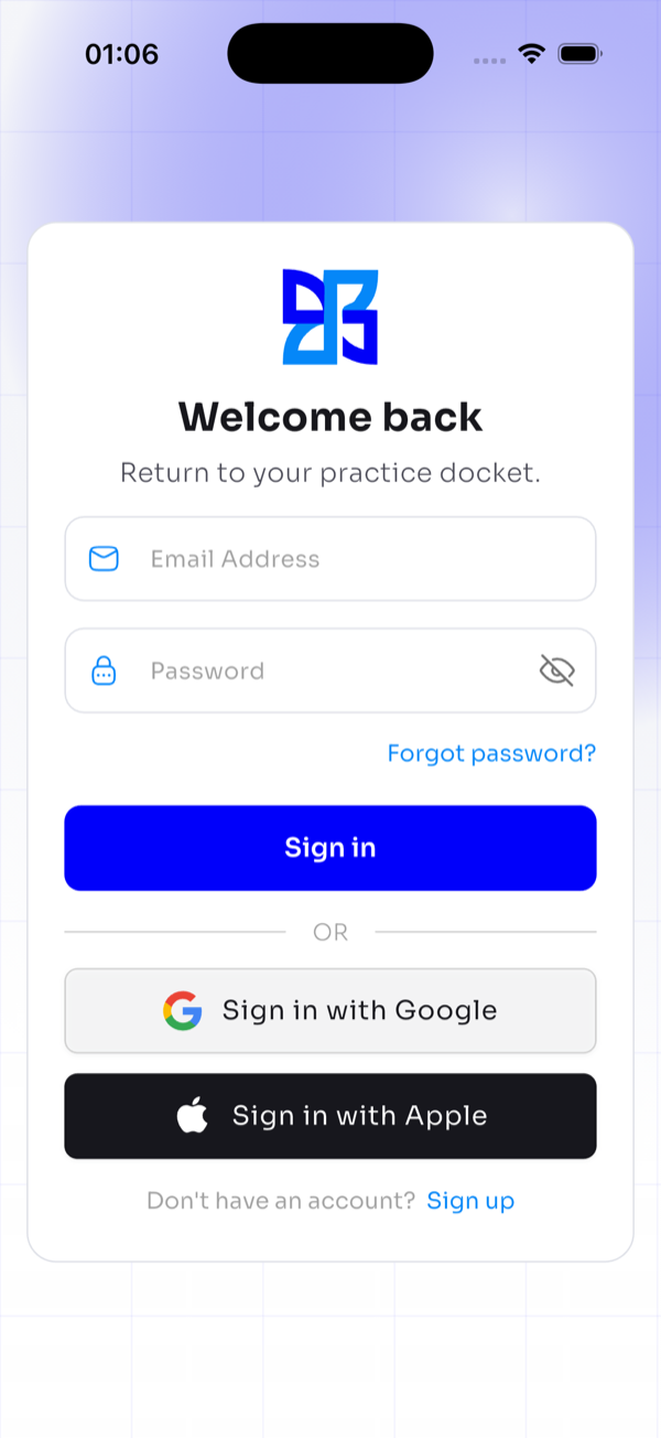 GavelMind sign-in screen on iPhone