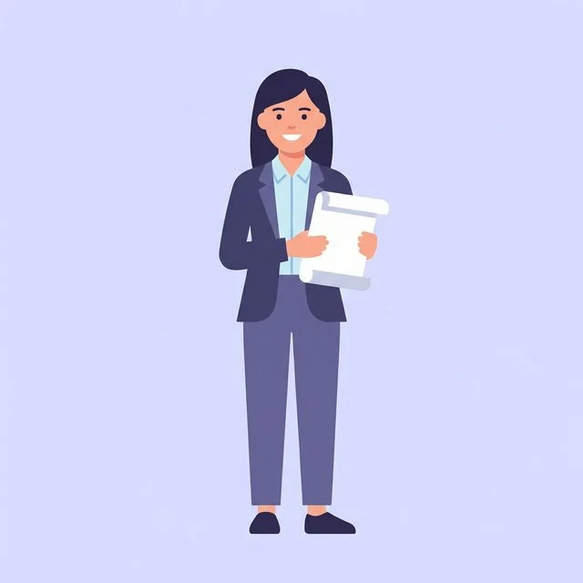 Illustration from the GavelMind mobile app of a law student holding case notes