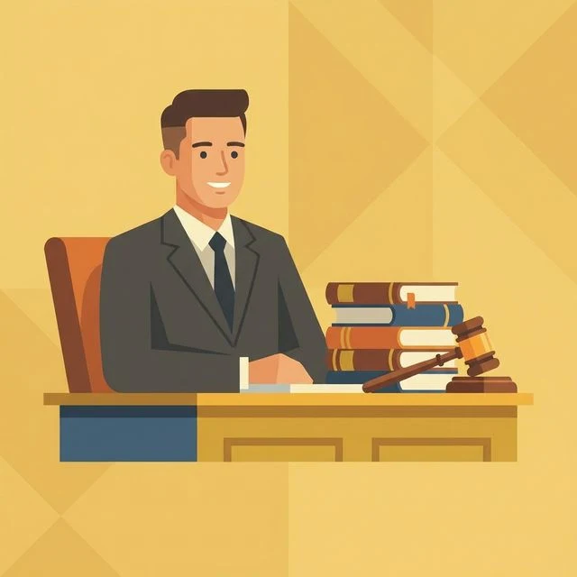 Illustration from the GavelMind mobile app of a legal professional holding a document